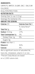 le sueur baby whole carrots nutrition facts